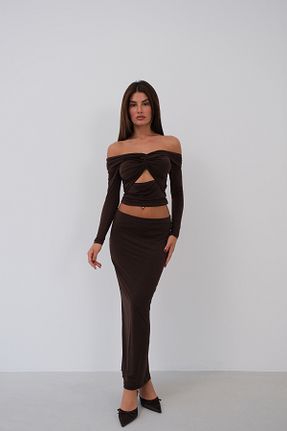 بلوز قهوه ای زنانه ساده Black Fashion - کد 868900572