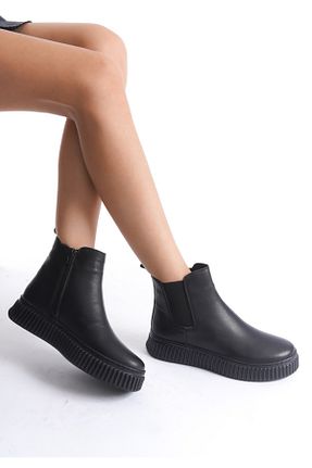 بوت / نیم بوت مشکی زنانه چرم خالص bast - کد 868400956