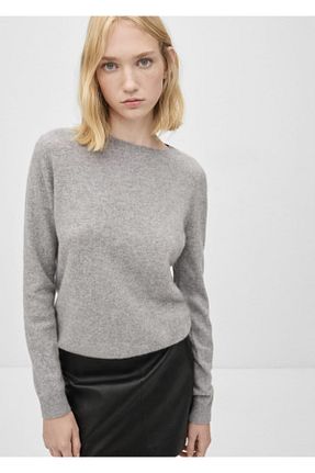 پلیور طوسی زنانه ساده MANGO - کد 855801256