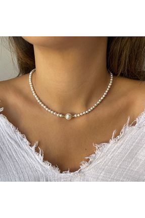 گردنبند مروارید سفید مروارید آب شیرین ORFE JEWELRY - کد 845763344