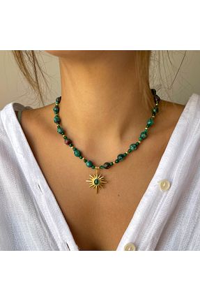 گردنبند جواهر سبز زنانه سنگ طبیعی ORFE JEWELRY - کد 845763291