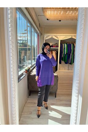 تونیک حجاب بنفش زنانه تریکو Invee - کد 868412031