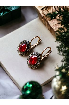 گوشواره جواهر قرمز FAYRA ACCESSORIES - کد 815933419