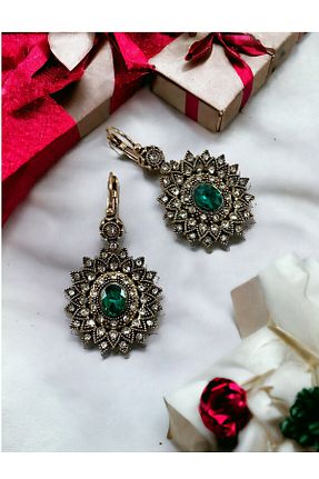 گوشواره جواهر سبز سنگ طبیعی FAYRA ACCESSORIES - کد 825292763