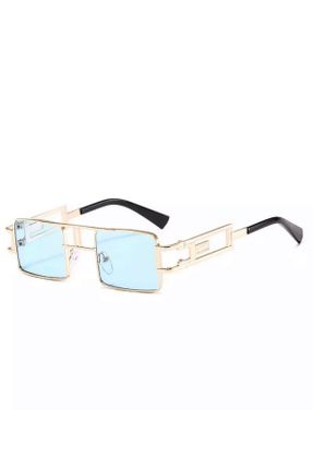 عینک آفتابی آبی زنانه 49 UV400 فلزی سایه روشن هندسی کد 133723862