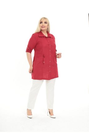 پیراهن سایز بزرگ صورتی زنانه Ceket By Alba Collection - کد 133964013