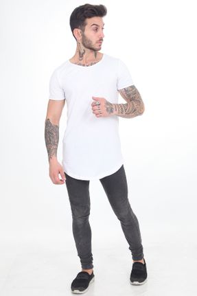 تی شرت سفید مردانه رگولار یقه گرد پارچه ای 25 - 50 کد 133491155