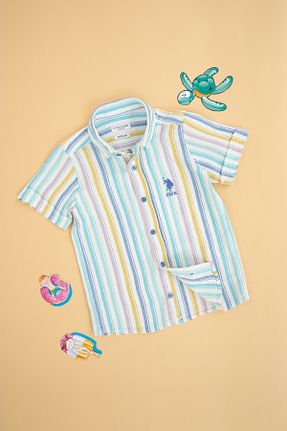 پیراهن آبی بچه گانه یقه ایستاده U.S. Polo Assn. - کد 847317277
