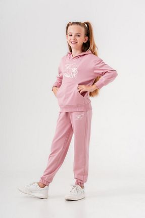 ست بالاتنه و پائین تنه صورتی بچه گانه بافت Mışıl Kids - کد 850102012