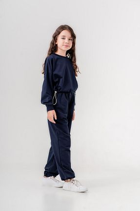 ست بالاتنه و پائین تنه سرمه ای بچه گانه بافت Mışıl Kids - کد 850100768