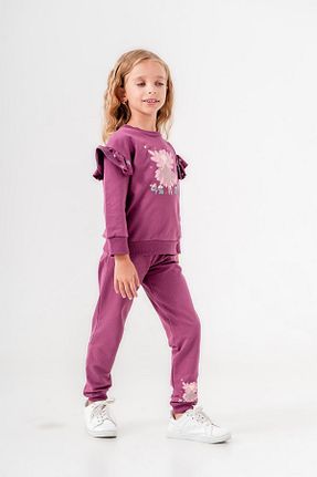ست بالاتنه و پائین تنه صورتی بچه گانه بافت Mışıl Kids - کد 850102207