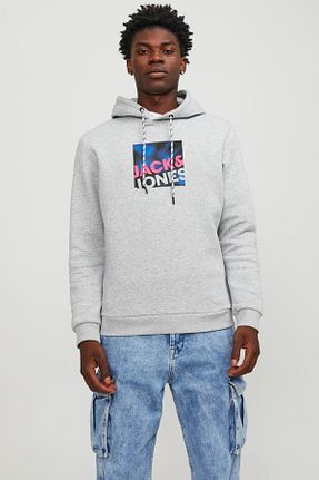 سوئیشرت طوسی مردانه چاپی Jack & Jones - کد 775115069
