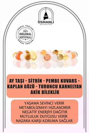 دستبند جواهر رنگی زنانه سنگ طبیعی OSMANLI DOĞAL TAŞ - کد 319915227