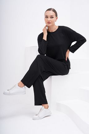 ست بالاتنه و پائین تنه مشکی زنانه بافتنی DEVRİMAY TEKSTİL - کد 868526672