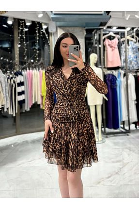 لباس قهوه ای زنانه توری missswans - کد 868539706