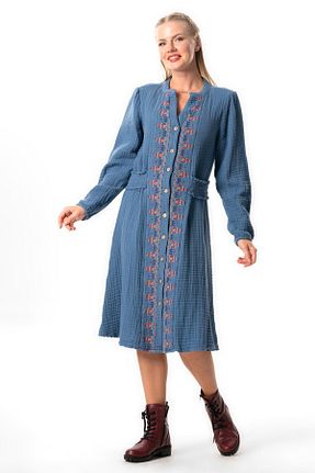 لباس سرمه ای زنانه بافتنی Eliş Şile Bezi - کد 868539321