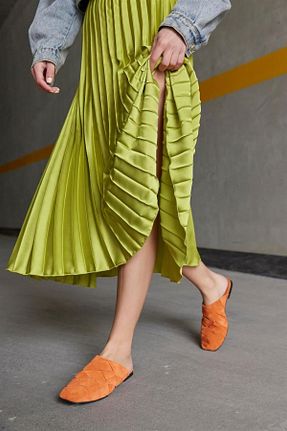 دمپائی نارنجی زنانه چرم خالص NILUFARR - کد 683571959