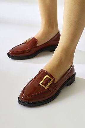 کفش کژوال زرشکی زنانه چرم لاکی Limoya - کد 868579553