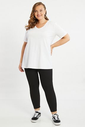 تیشرت سفید زنانه سایز بزرگ Büyük Moda - کد 754057755
