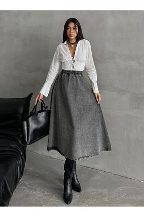 دامن طوسی زنانه جین Swet Shop Jeans - کد 868590612