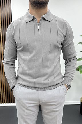 پلیور طوسی مردانه ساده Edwox - کد 868625493
