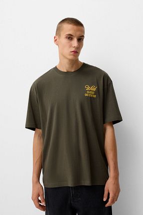 تیشرت قهوه ای مردانه Relaxed Bershka - کد 868640710