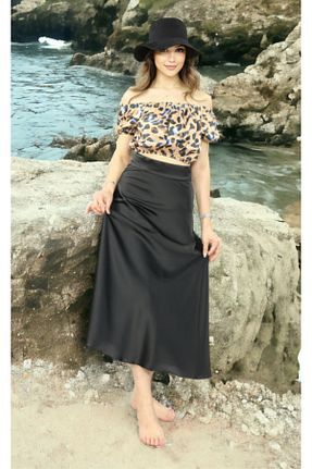 دامن مشکی زنانه ساتن FaBe Fashion - کد 794350205
