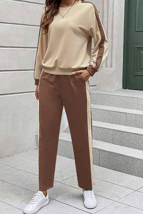 ست بالاتنه و پائین تنه قهوه ای زنانه بافت Mossta - کد 868667245