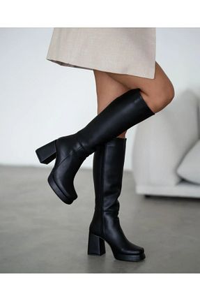 چکمه مشکی زنانه چرم مصنوعی Bektay Shoes - کد 868749388