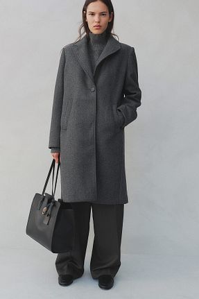 پالتو پشمی طوسی زنانه بدون آستر H&M - کد 868754167