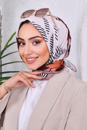 روسری بژ پنبه ای BUSLEM - کد 868912034
