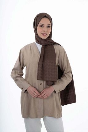 شال قهوه ای زنانه ابریشم A/F fezah prive - کد 868884347