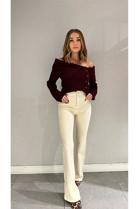 شلوار جین بژ زنانه پاچه ساده MARVEL - کد 868887085