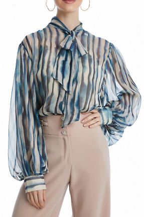بلوز فیروزه ای زنانه رگولار Serpil - کد 868881687