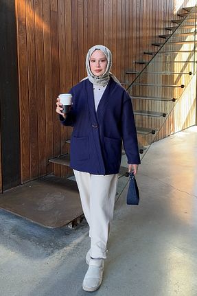 کت سرمه ای زنانه اورسایز lurex moda - کد 868899058