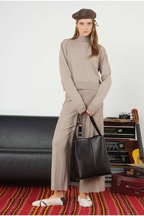 شلوار قهوه ای زنانه بافتنی HEQA - کد 868914714