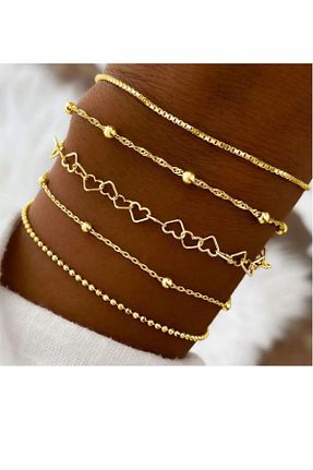 دستبند جواهر طلائی زنانه برنجی C&E Design - کد 868912748