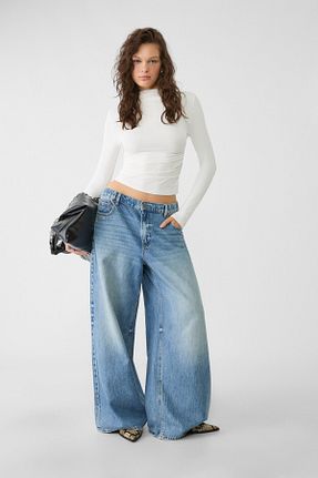 تیشرت نباتی زنانه اسلیم فیت Stradivarius - کد 868917955