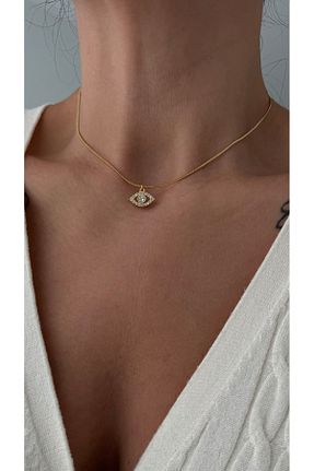 گردنبند جواهر طلائی زنانه روکش نقره Vi store - کد 868932082