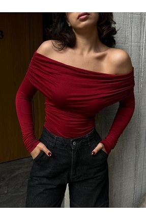 بلوز زرشکی زنانه ساده minaaise - کد 868926370