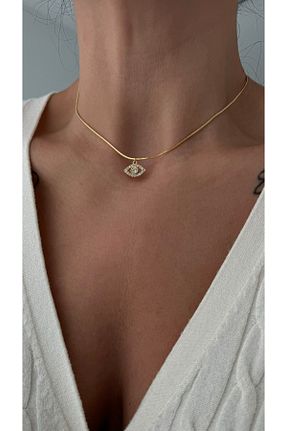 گردنبند جواهر طلائی زنانه روکش نقره Vi store - کد 868932082