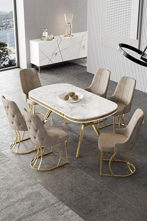 ست میز آشپزخانه سفید MDF Canisa - کد 868933744