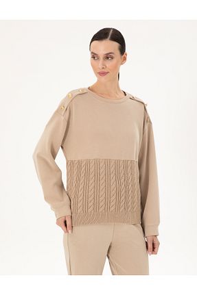 سوئیشرت بژ زنانه ساده Pierre Cardin - کد 868933679