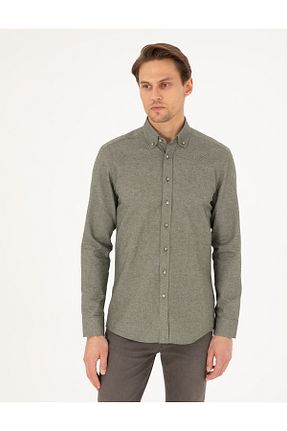 پیراهن خاکی مردانه اسلیم فیت Pierre Cardin - کد 868933711