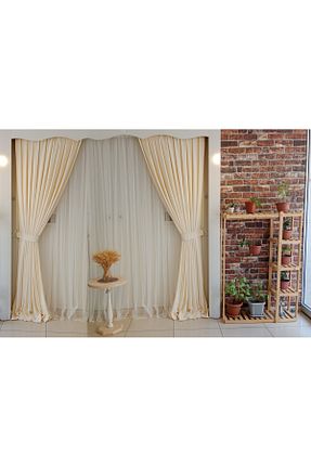 پرده زمینه بژ مخمل FİGENSİ - کد 868944765