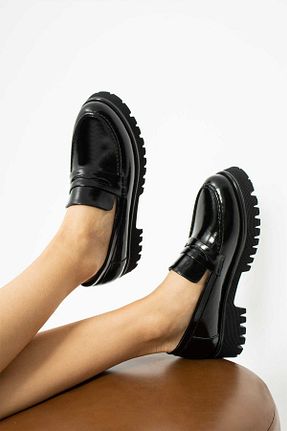 کفش کژوال مشکی زنانه چرم لاکی Lion shoes - کد 868944137