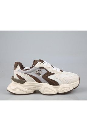 کفش اسنیکر بژ زنانه بند دار Benetton - کد 868942574