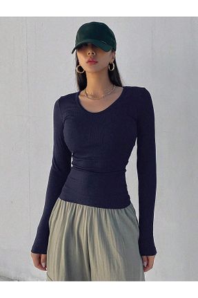بلوز سرمه ای زنانه ساده Asfa Moda - کد 868989195
