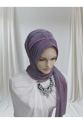 روسری بنفش پنبه پلی استر NurAy - کد 865597603