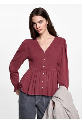 بلوز زرشکی زنانه ساده MANGO Teen - کد 862550323